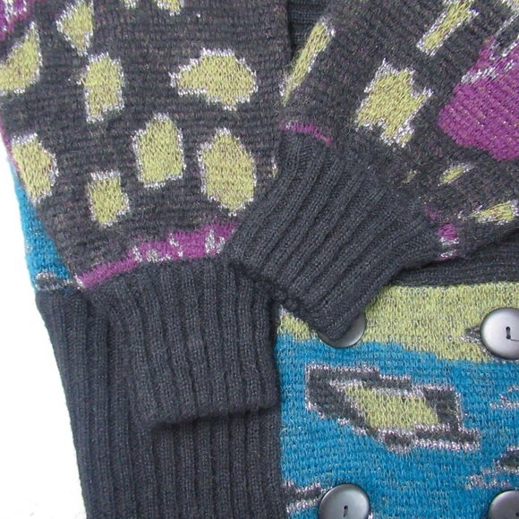 Uno & Una Vintage Wool Blend Knit Cardigan Size Medium Oversized - Picture 9 of 12